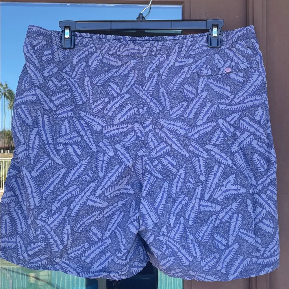 Patagonia Blue Leafy Pattern Lined Swim Trunks L